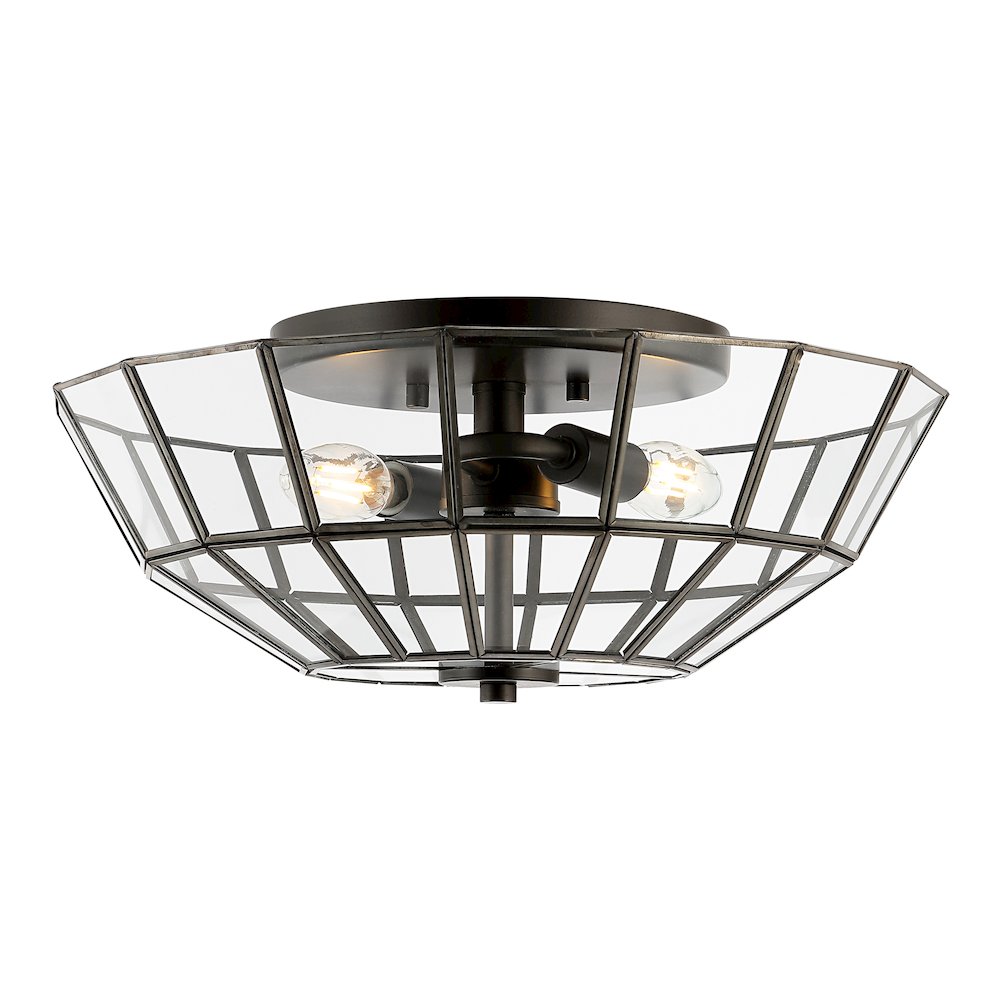 Theo Farmhouse Rustic Iron/Glass Led Semi Flush Mount. Picture 7