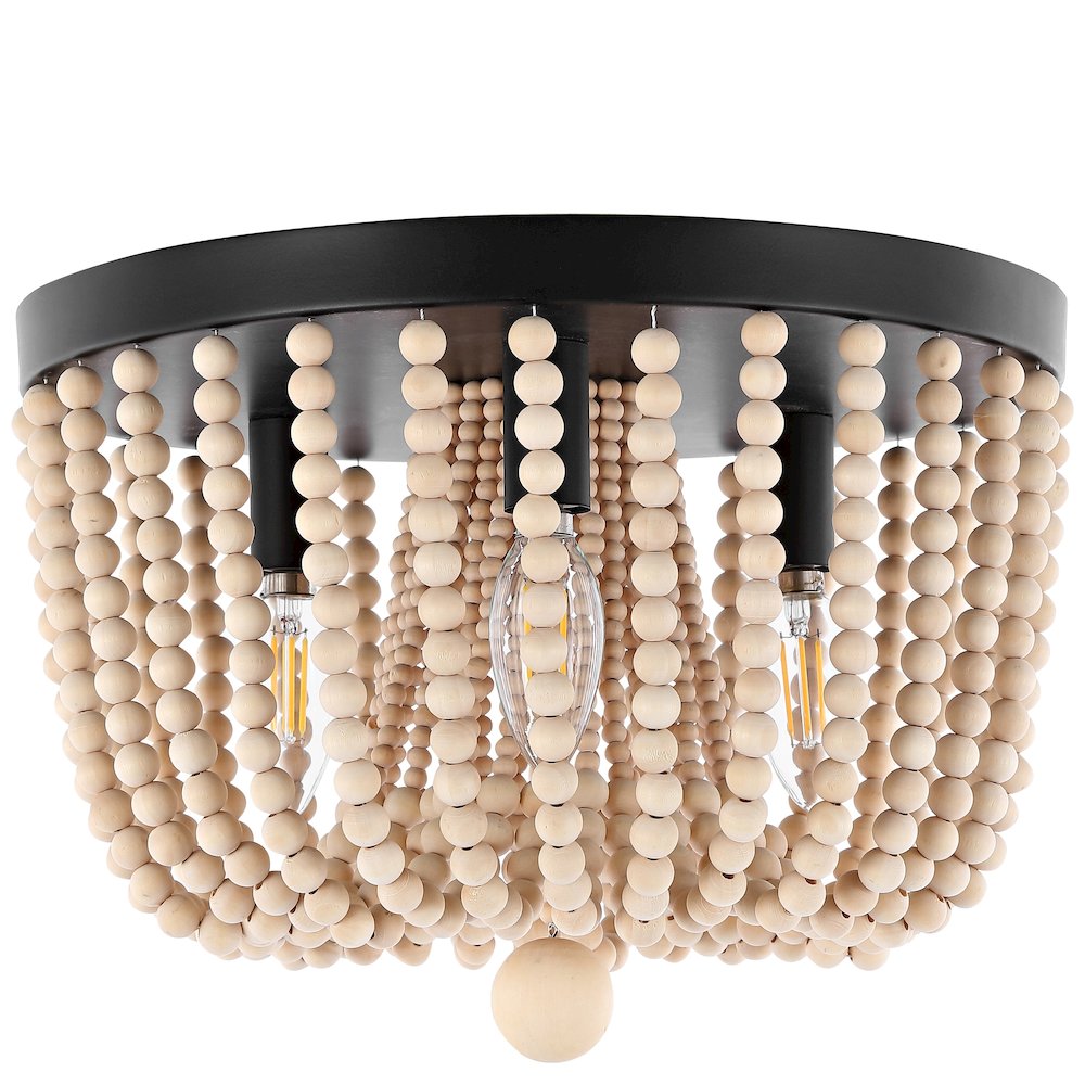 Eivissa Coastal Farmhouse Iron/Wood Bead Led Flush Mount. Picture 3