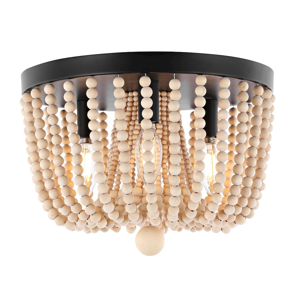 Eivissa Coastal Farmhouse Iron/Wood Bead Led Flush Mount. Picture 7