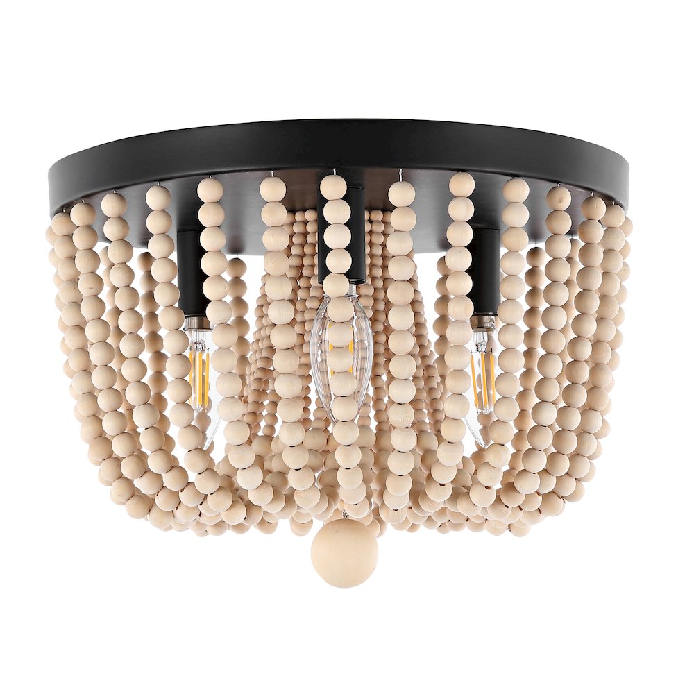 Eivissa Coastal Farmhouse Iron/Wood Bead Led Flush Mount. Picture 1