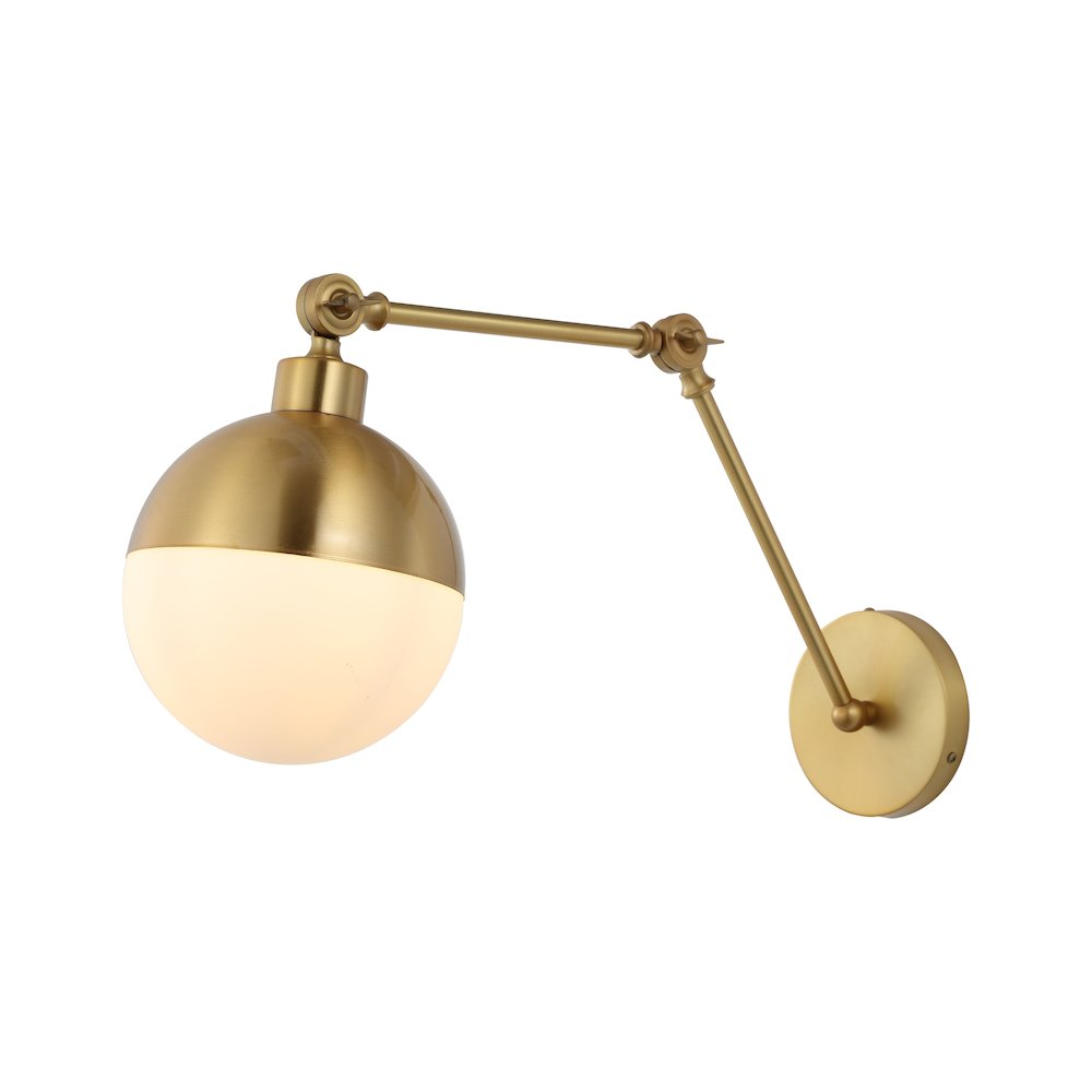 Alba Mid Century Modern Arm Adjustable Iron/Glass Led Sconce. Picture 4