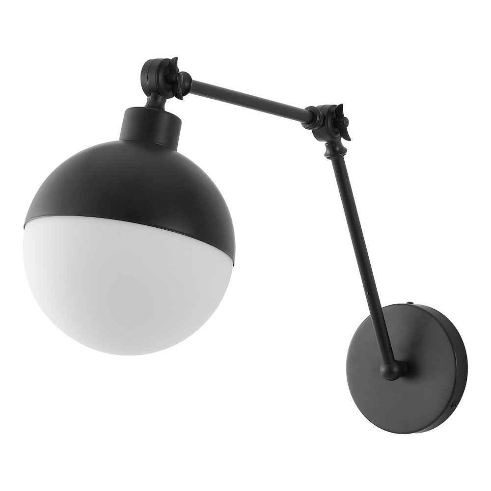 Alba 1-Light Industrial Adjustable Swing Arm Frosted Glass Globe LED Sconce. Picture 9