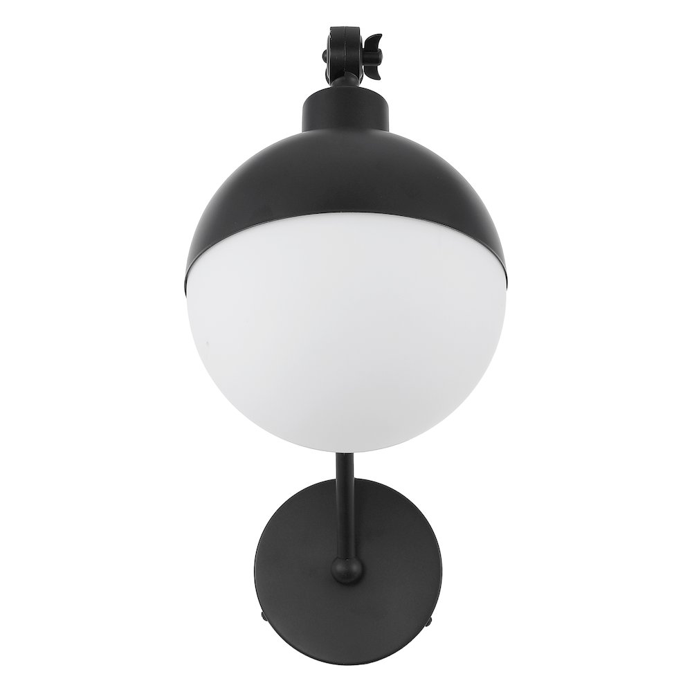 Alba 1-Light Industrial Adjustable Swing Arm Frosted Glass Globe LED Sconce. Picture 11