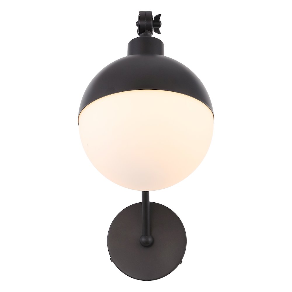 Alba 1-Light Industrial Adjustable Swing Arm Frosted Glass Globe LED Sconce. Picture 8