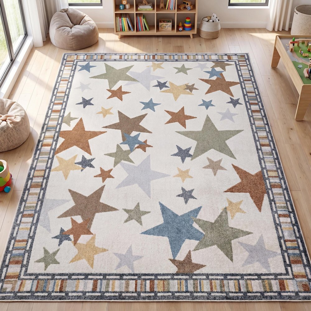 Star Gazer Geometric Machine Washable Area Rug. Picture 12