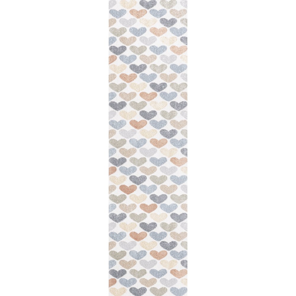Dila Modern Hearts Geometric Machine Washable Area Rug. Picture 1