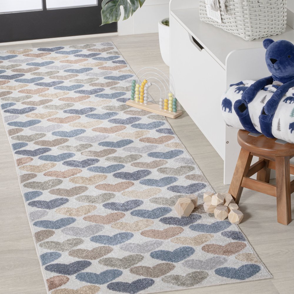 Dila Modern Hearts Geometric Machine Washable Area Rug. Picture 2