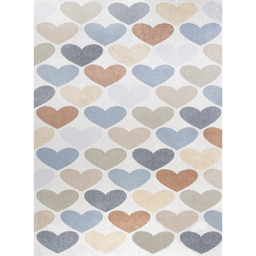 Dila Modern Hearts Geometric Machine Washable Area Rug. Picture 1
