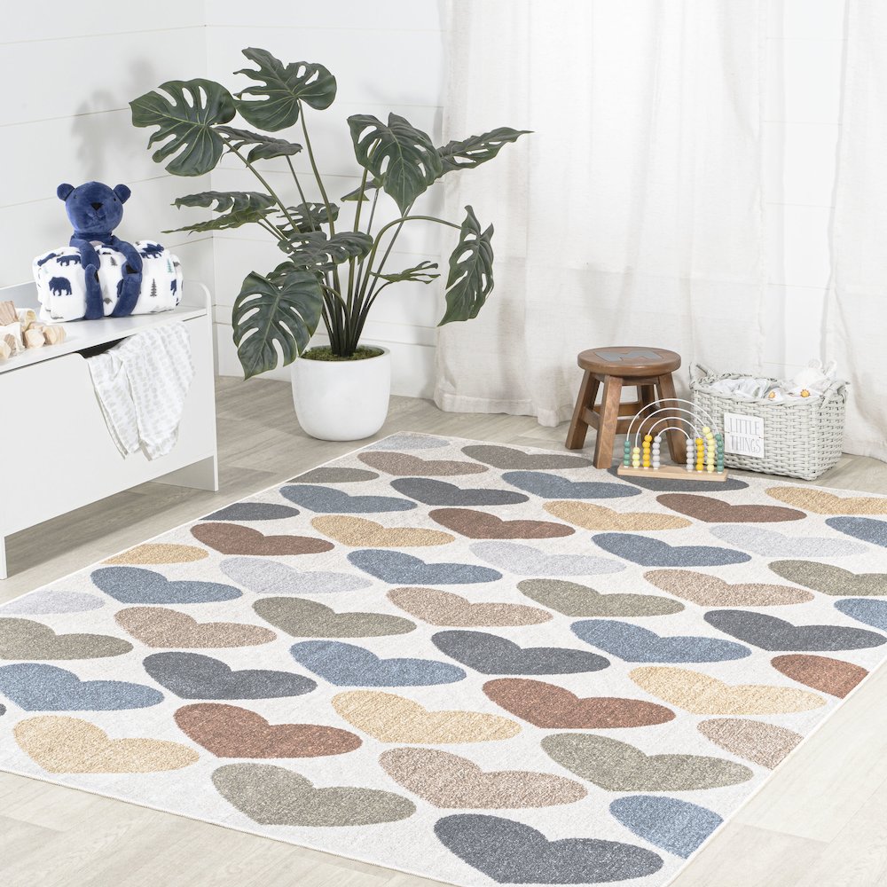 Dila Modern Hearts Geometric Machine Washable Area Rug. Picture 5