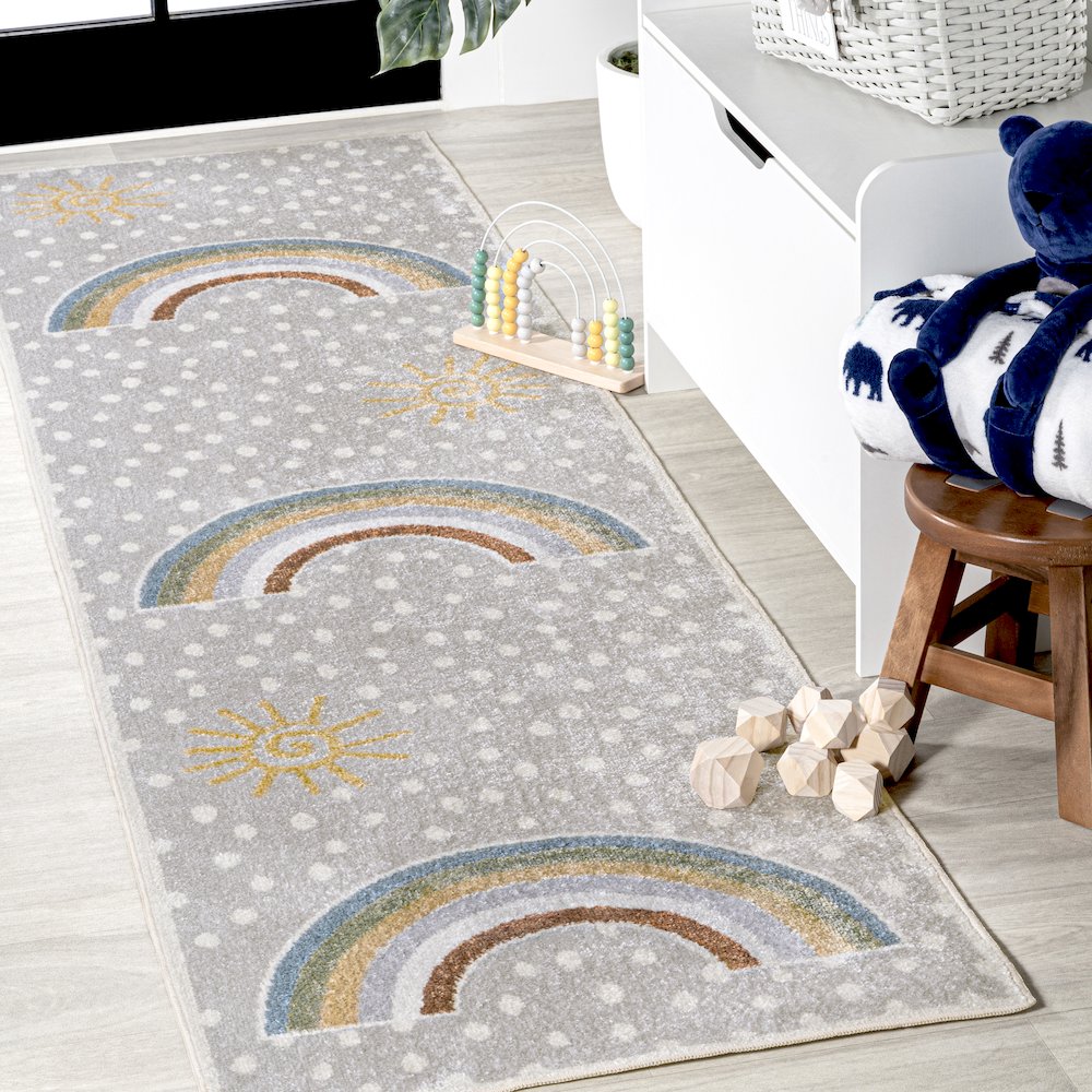 Minha Rainbow Dot Modern Machine Washable Area Rug. Picture 2