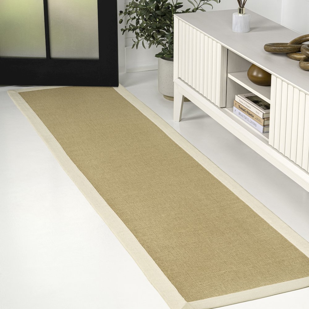 Camden Farmhouse Cottage Border Jute Natural/Beige 2 ft. x 8 ft. Runner Rug. Picture 5