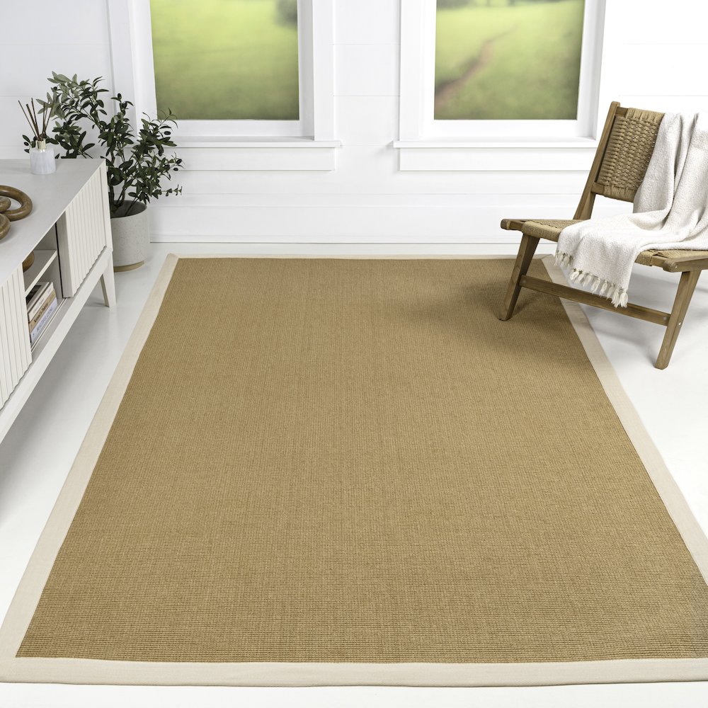 Camden Farmhouse Cottage Border Jute Natural/Beige 3 ft. x 5 ft. Area Rug. Picture 5