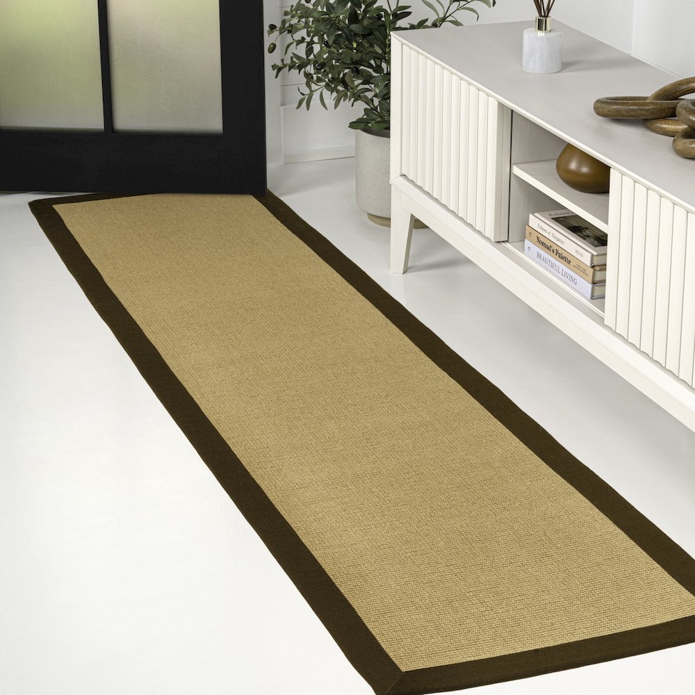 Camden Farmhouse Cottage Border Jute Natural/Brown 2 ft. x 8 ft. Runner Rug. Picture 5