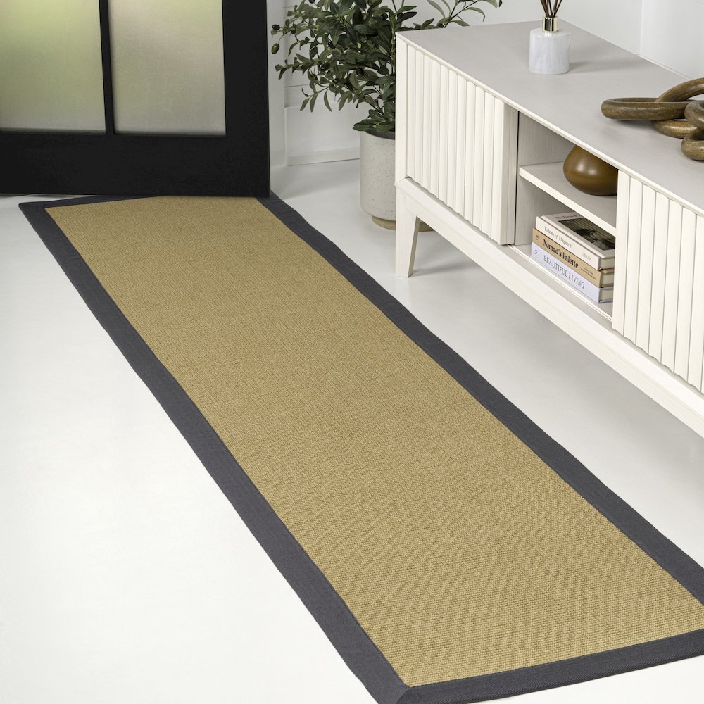 Camden Farmhouse Cottage Border Jute Natural/Dark Gray 2 ft. x 8 ft. Runner Rug. Picture 5