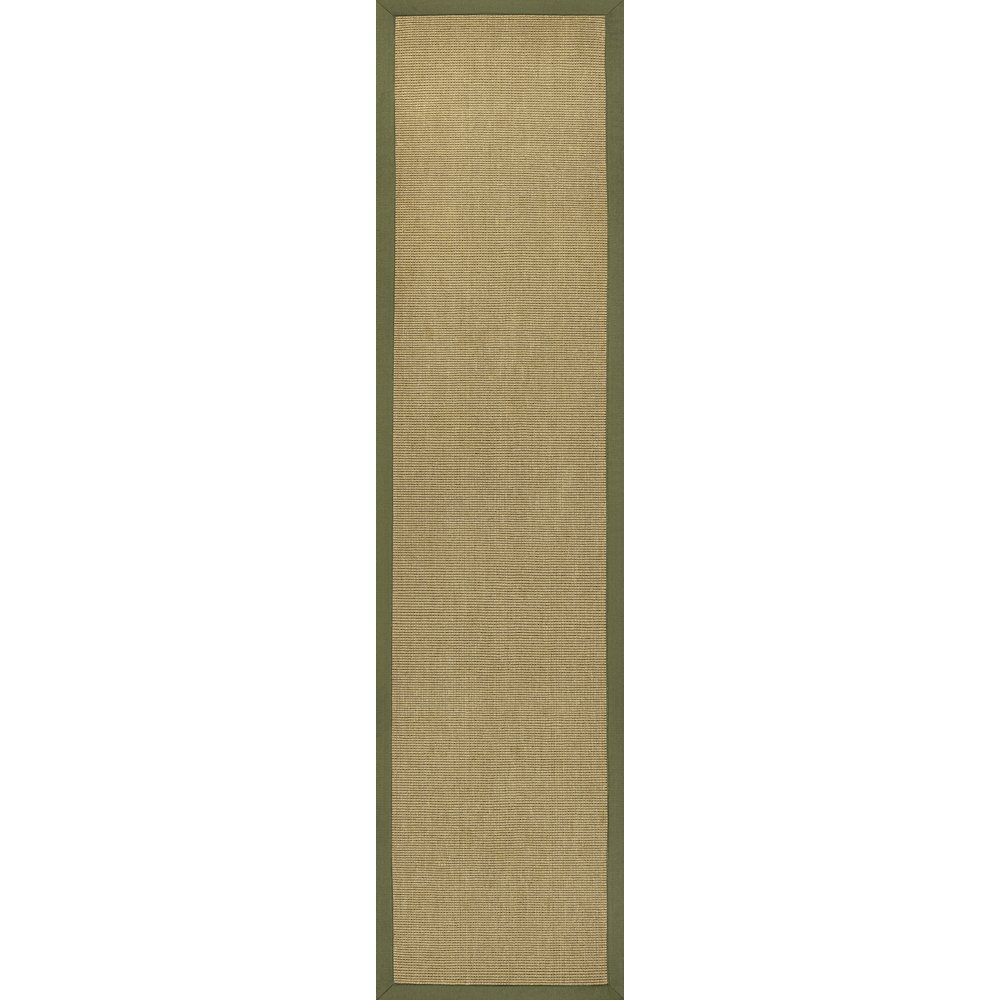 Camden Farmhouse Cottage Border Jute Natural/Olive 2 ft. x 8 ft. Runner Rug. Picture 1