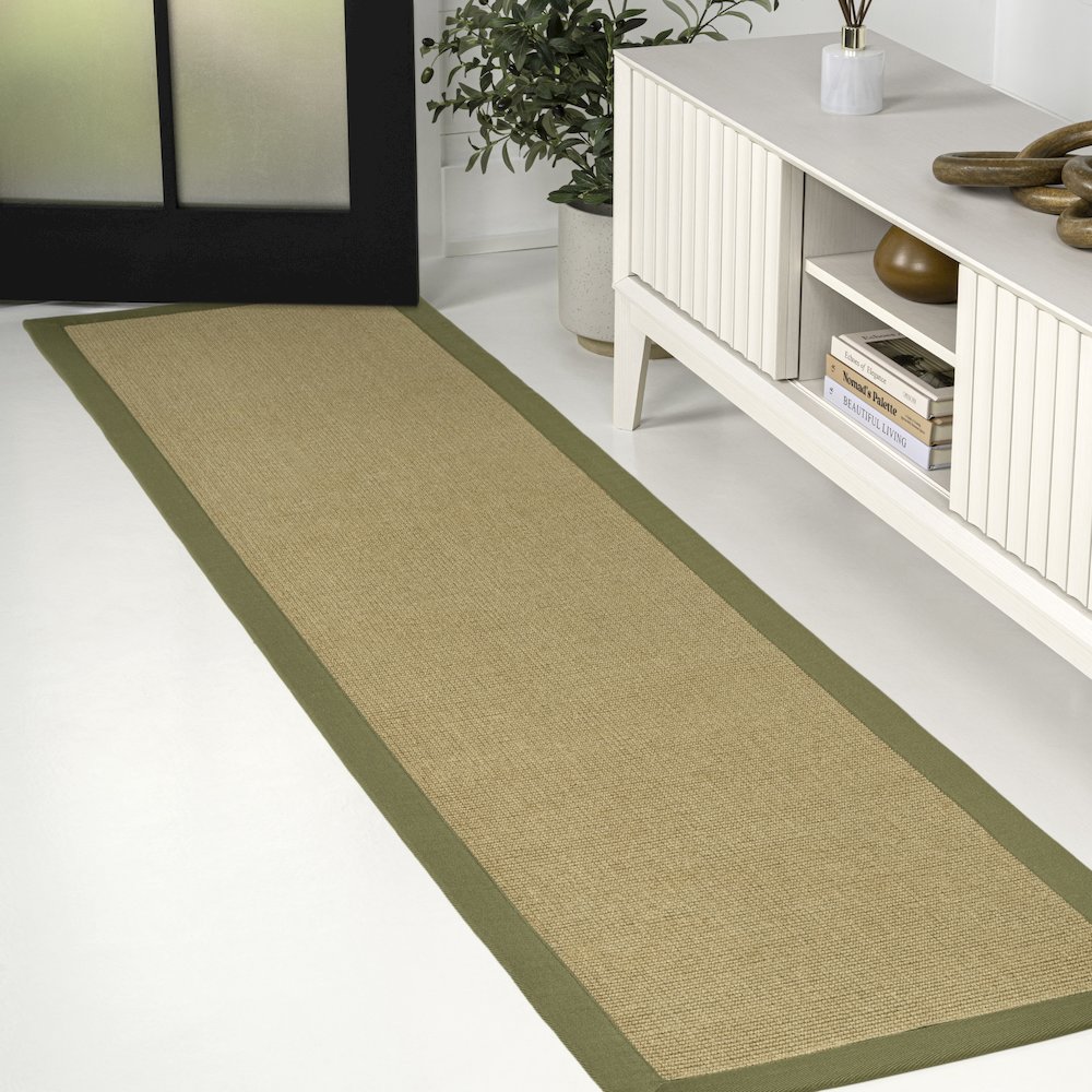Camden Farmhouse Cottage Border Jute Natural/Olive 2 ft. x 8 ft. Runner Rug. Picture 5