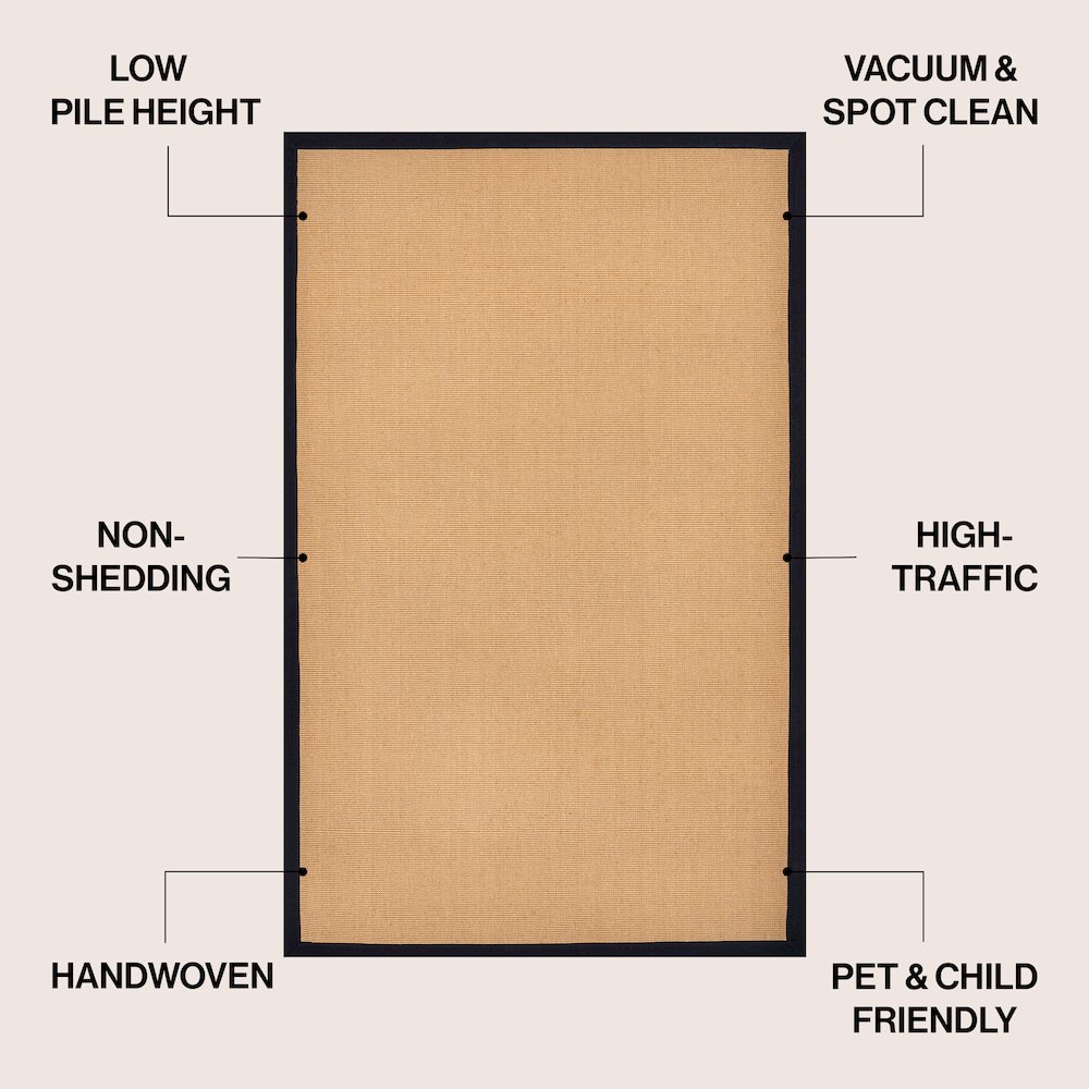 Camden Farmhouse Cottage Border Jute Natural/Black 3 ft. x 5 ft. Area Rug. Picture 2