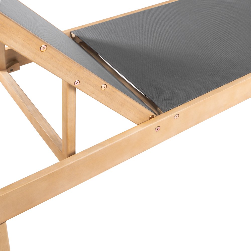 Trabuco Modern 2-Piece Acacia Wood Outdoor Chaise Lounge Chair & Side Table Set. Picture 2