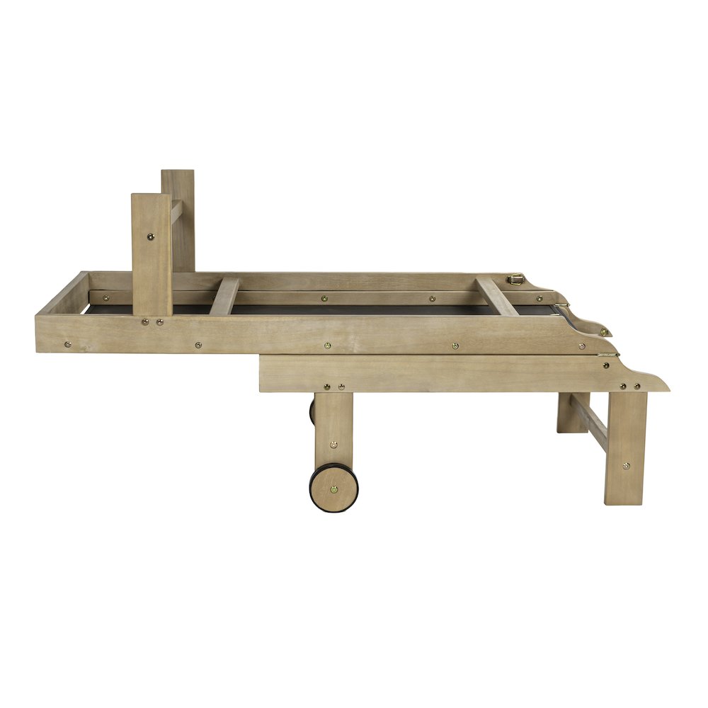 Trabuco Coastal Modern Acacia Wood Mesh 3-Position Outdoor foldable Chaise. Picture 4