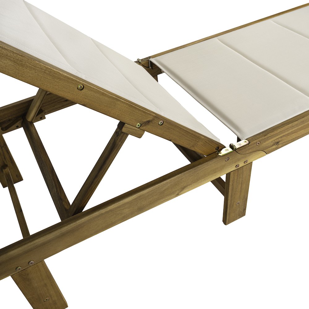 Lagunan Modern Adjustable Acacia Wood Outdoor Chaise Lounge Chair. Picture 7