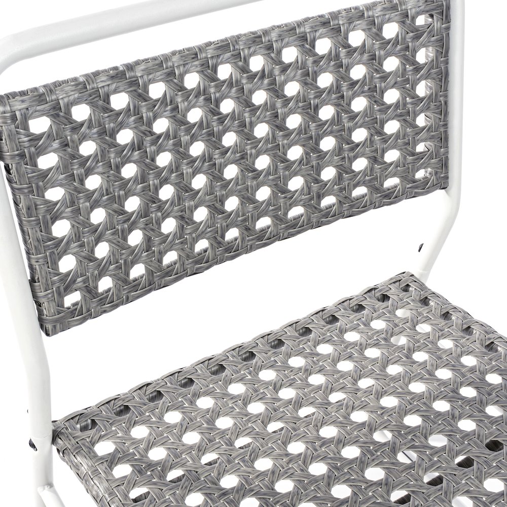 Freja 3-Piece Mid-Century Modern Faux Rattan Conversation Outdoor Patio Set. Picture 2