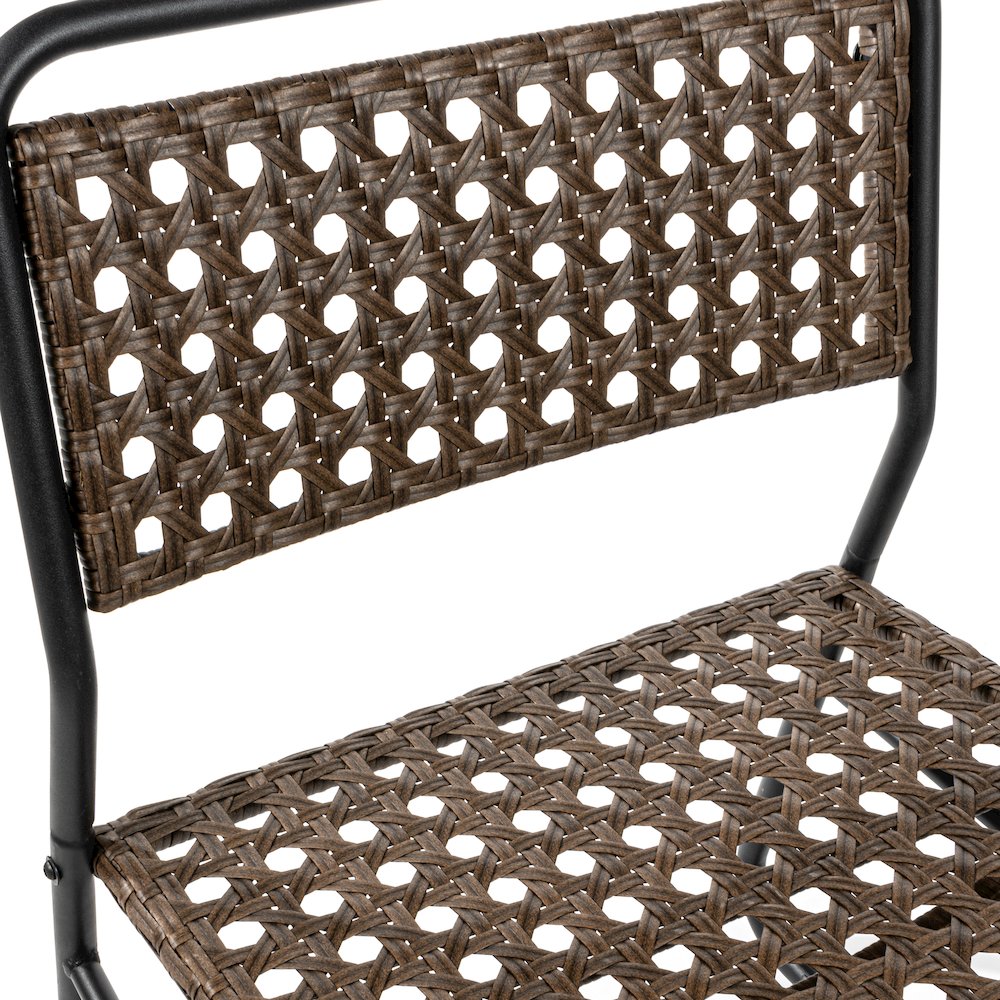 Freja 3-Piece Mid-Century Modern Faux Rattan Conversation Outdoor Patio Set. Picture 2