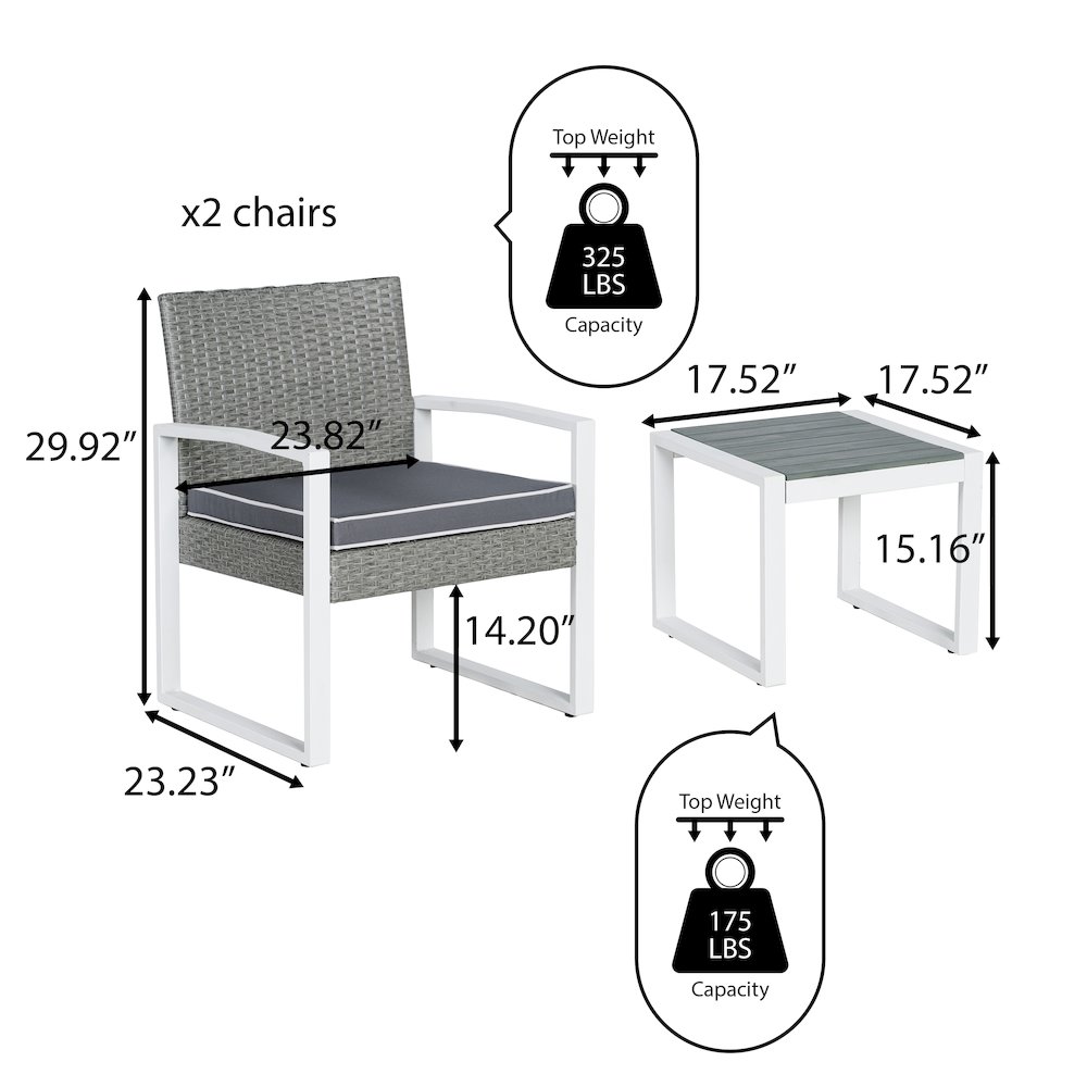 Selby 3-Piece Modern Coastal Faux Wicker Conversation Outdoor Patio Set. Picture 3