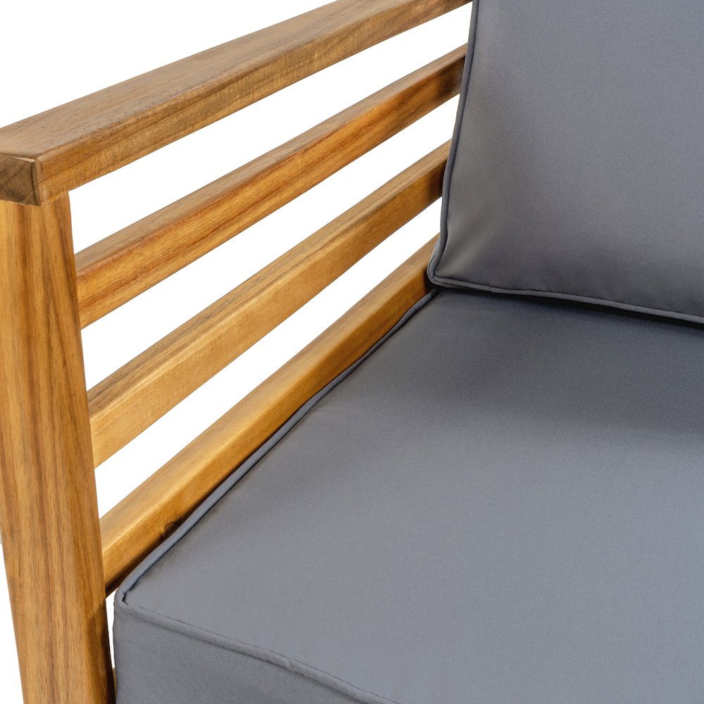 Thom 4-Piece Teak Brown Acacia Wood Outdoor Patio Conversation Set with Loveseat. Picture 2