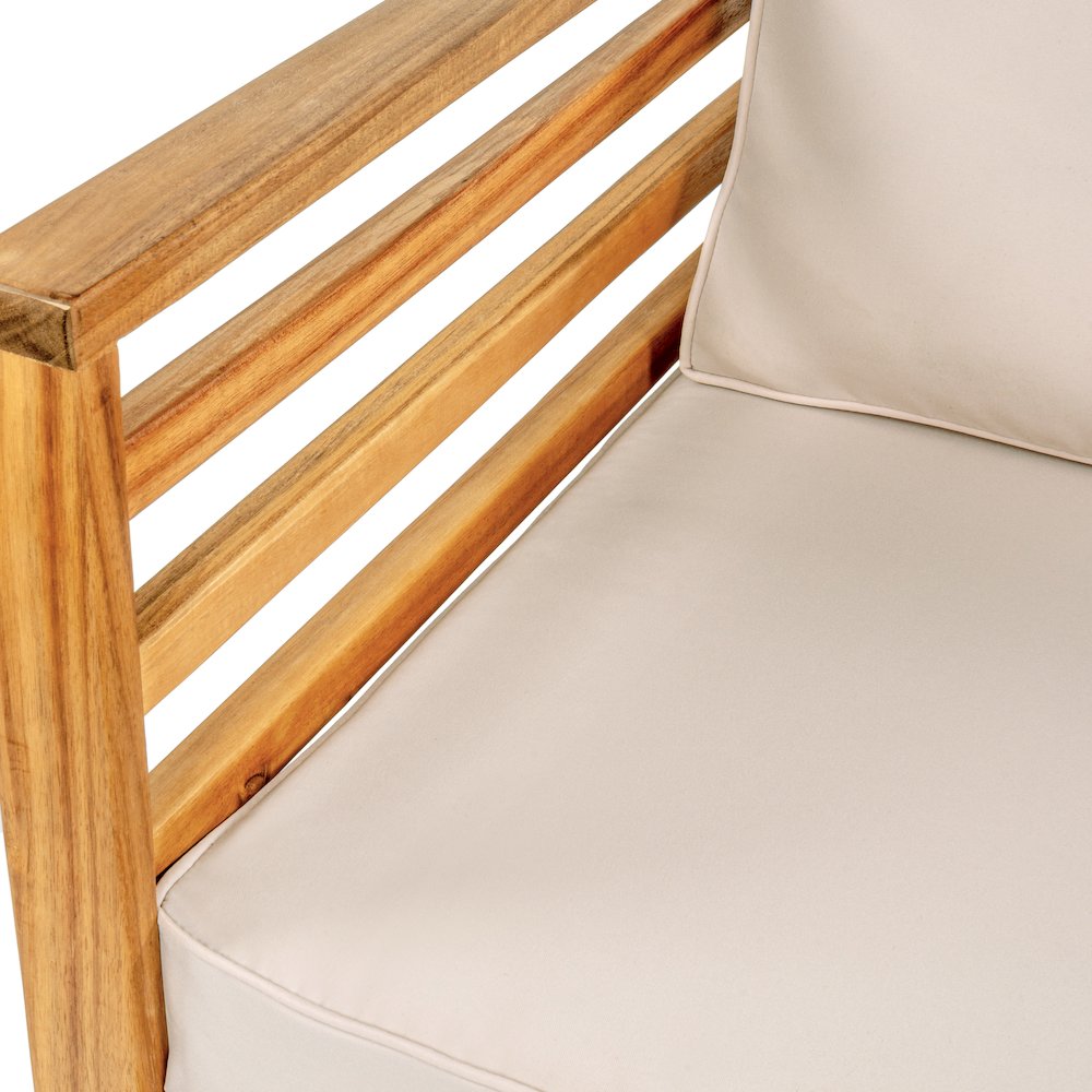 Thom 4-Piece Mid-Century Modern Acacia Wood Outdoor Patio Set. Picture 2