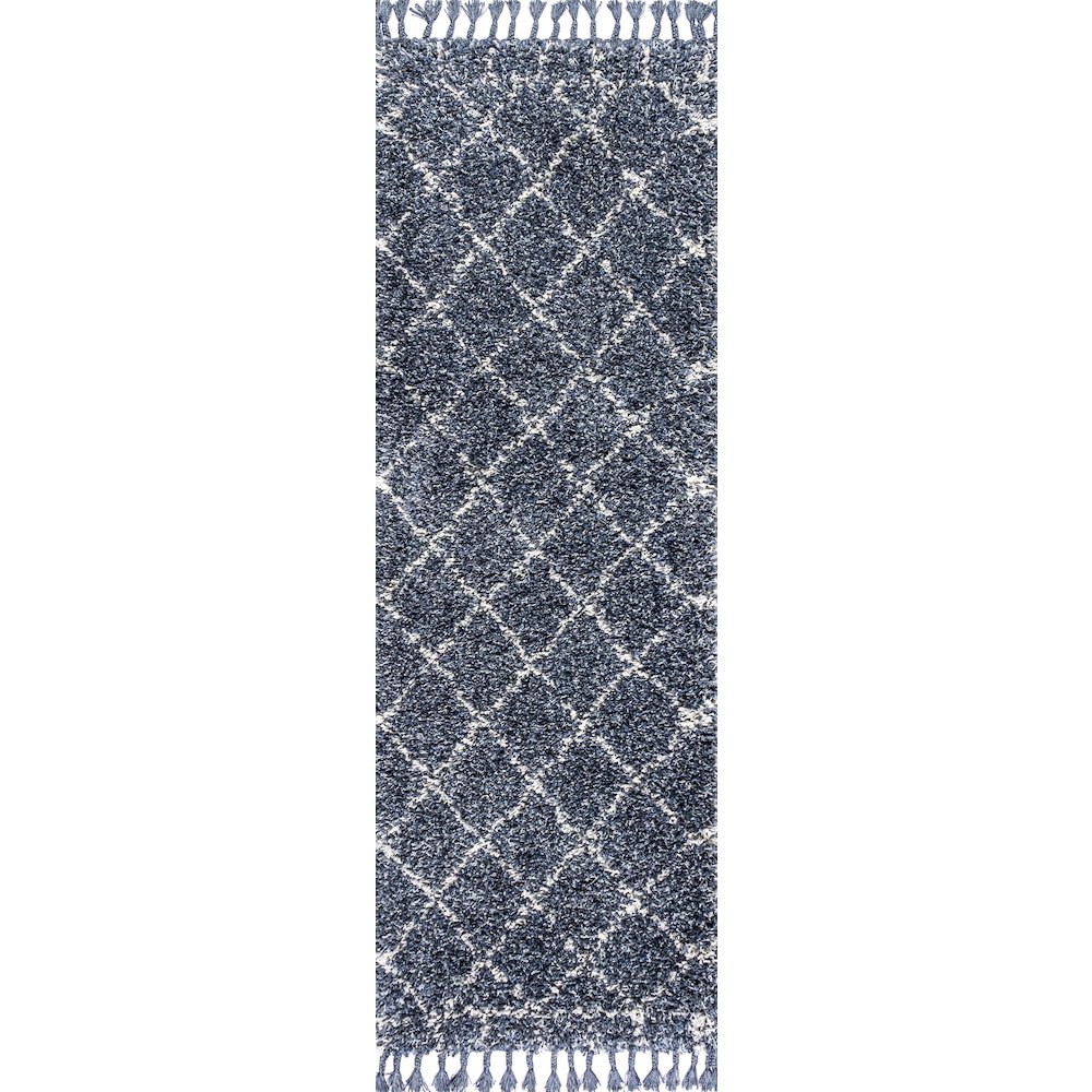 Mercer Shag Plush Tassel Moroccan Geometric Trellis Area Rug. Picture 1