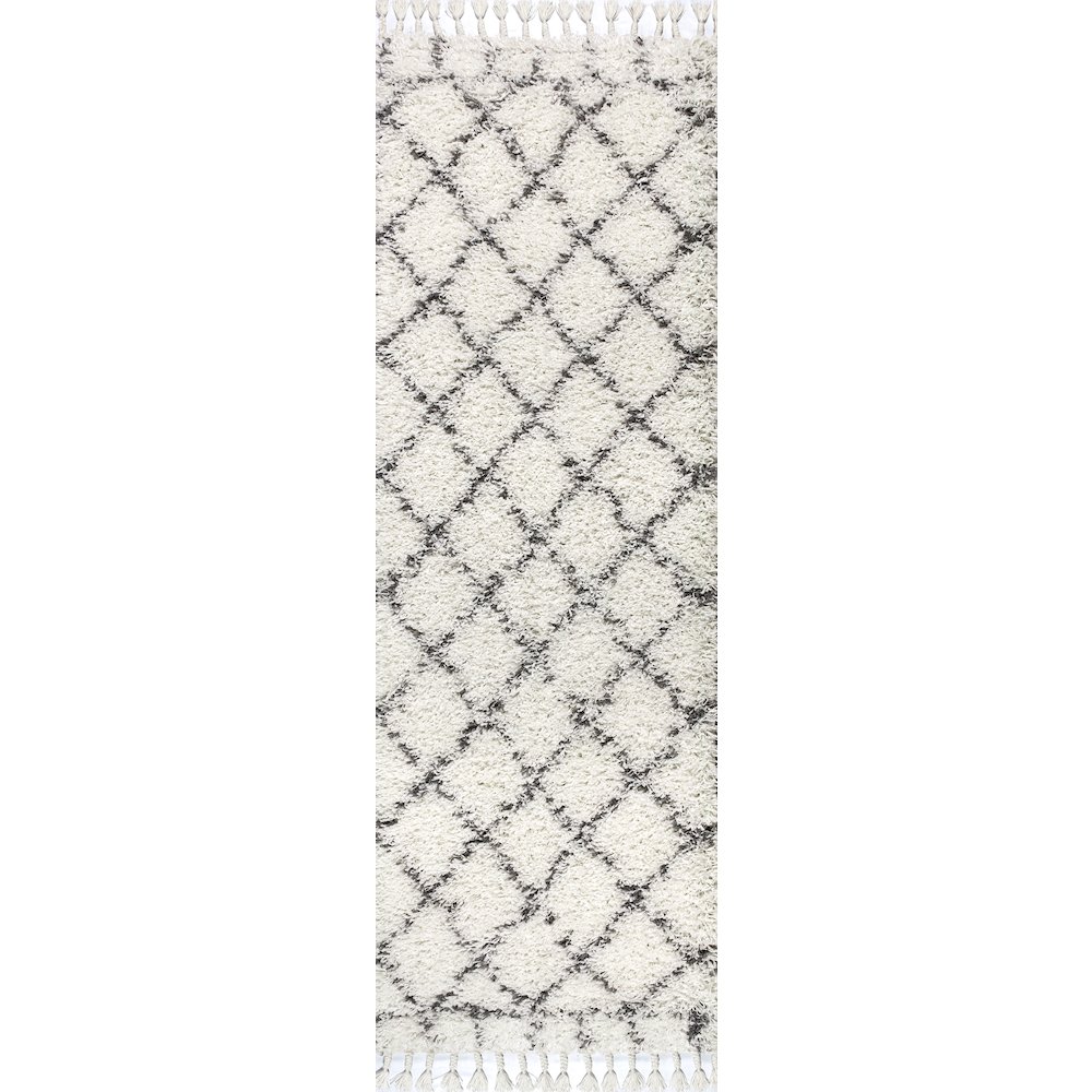 Mercer Shag Plush Tassel Moroccan Geometric Trellis Area Rug. Picture 1