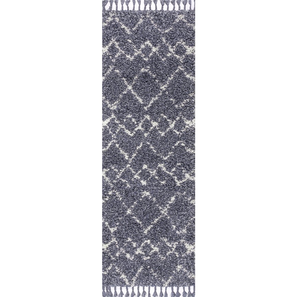 Mercer Shag Plush Tassel Moroccan Tribal Geometric Trellis Area Rug. Picture 1