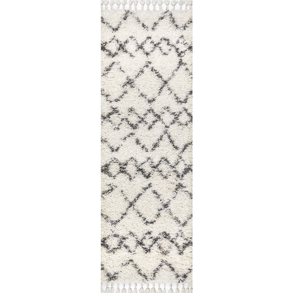 Mercer Shag Plush Tassel Moroccan Tribal Geometric Trellis Area Rug. Picture 1