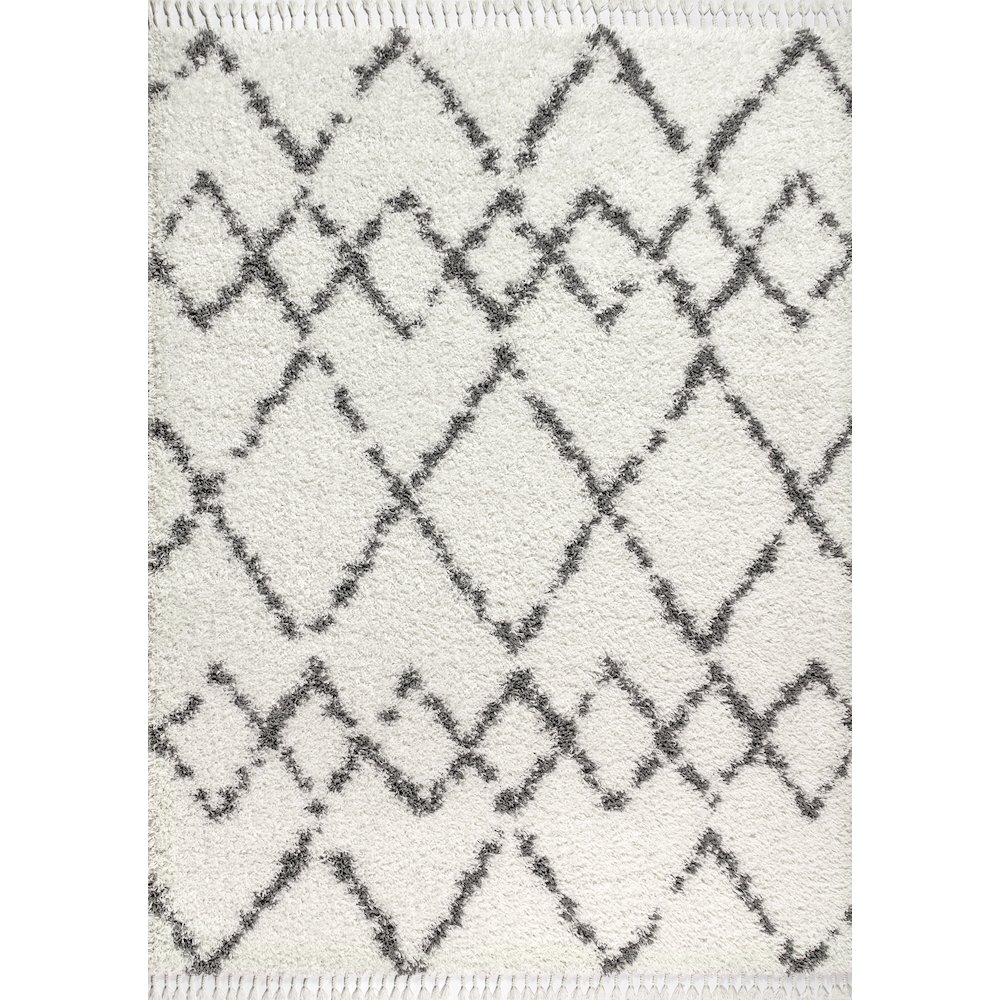 Mercer Shag Plush Tassel Moroccan Tribal Geometric Trellis Area Rug. Picture 1