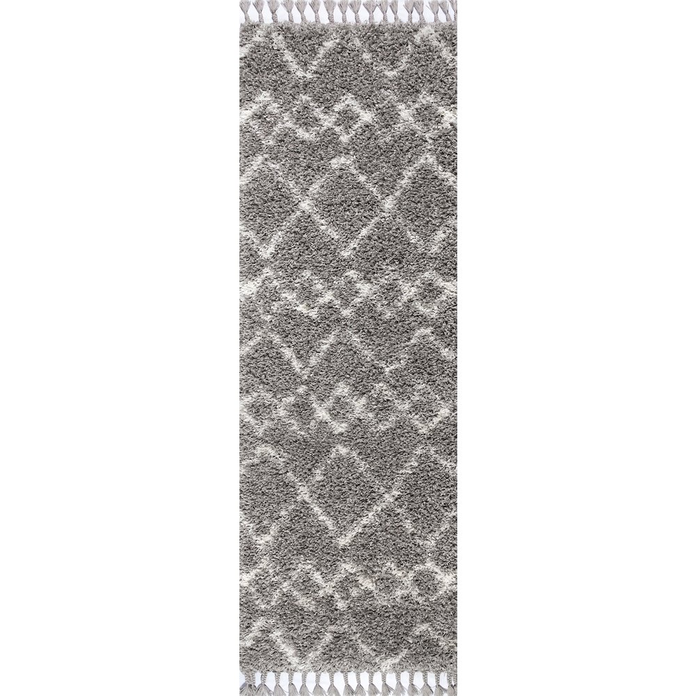 Mercer Shag Plush Tassel Moroccan Tribal Geometric Trellis Area Rug. Picture 1