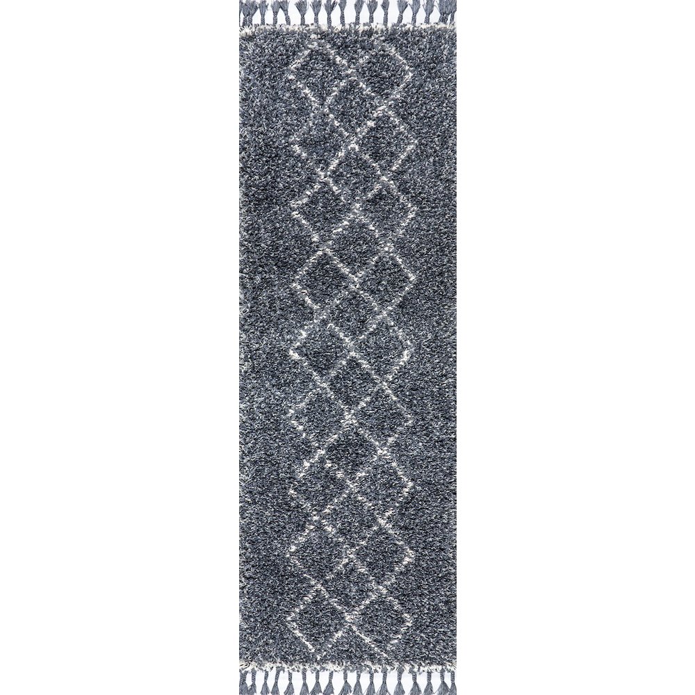 Beautiful Mercer Shag Plush Tassel Moroccan Tribal Geometric Trellis Area Rug. Picture 1