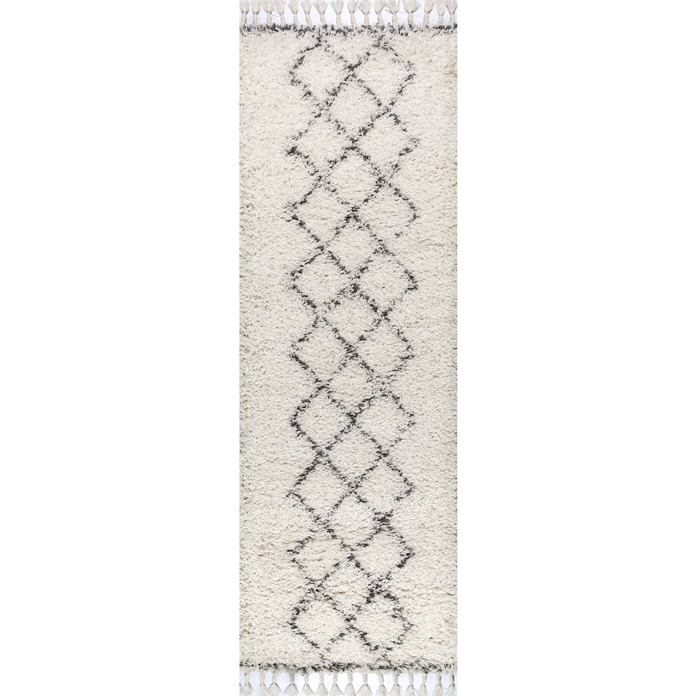 Beautiful Mercer Shag Plush Tassel Moroccan Tribal Geometric Trellis Area Rug. Picture 1