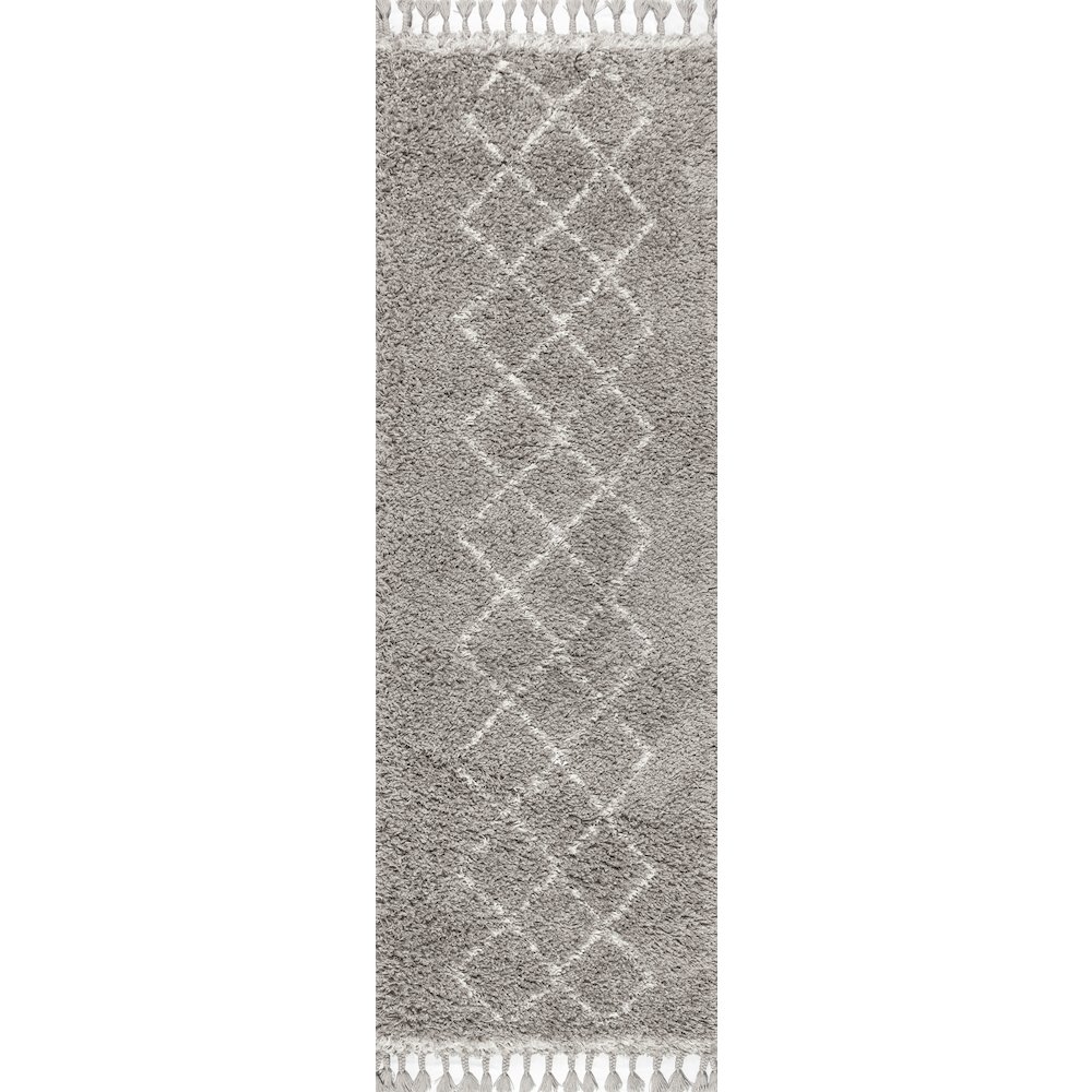 Beautiful Mercer Shag Plush Tassel Moroccan Tribal Geometric Trellis Area Rug. Picture 1