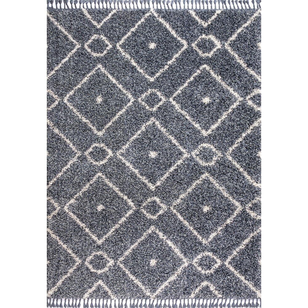 Mercer Shag Plush Tassel Moroccan Diamond Area Rug. Picture 1