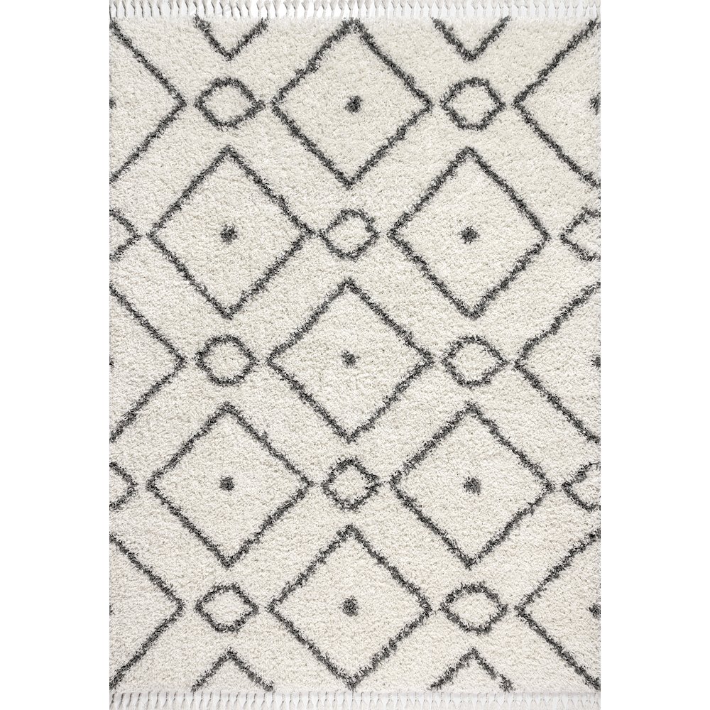 Mercer Shag Plush Tassel Moroccan Diamond Area Rug. Picture 1