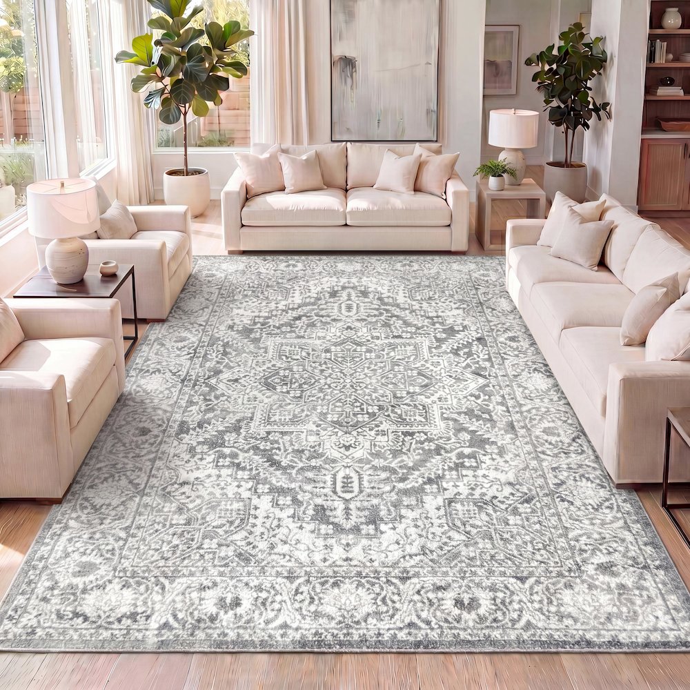 Modern Persian Vintage Medallion Area Rug. Picture 9
