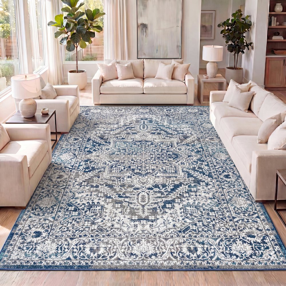 Modern Persian Vintage Medallion Area Rug. Picture 9