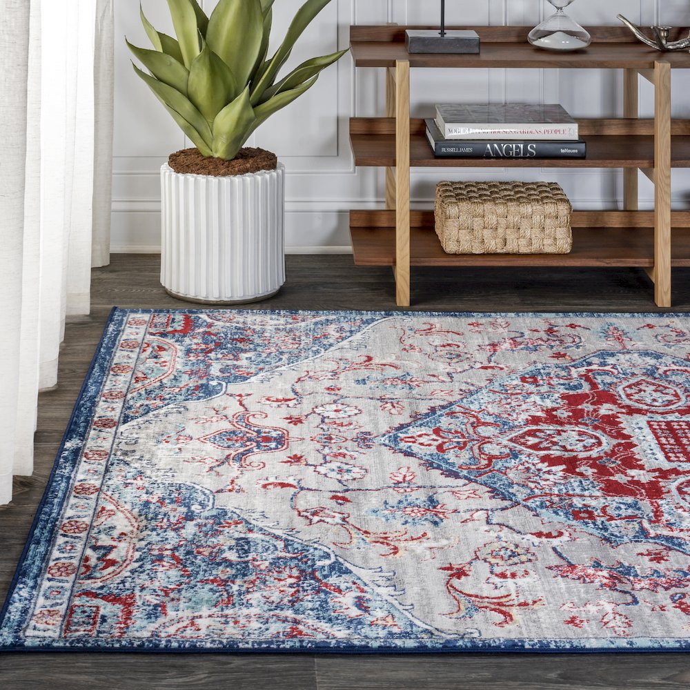 Friv Modern Persian Vintage Medallion Area Rug. Picture 3