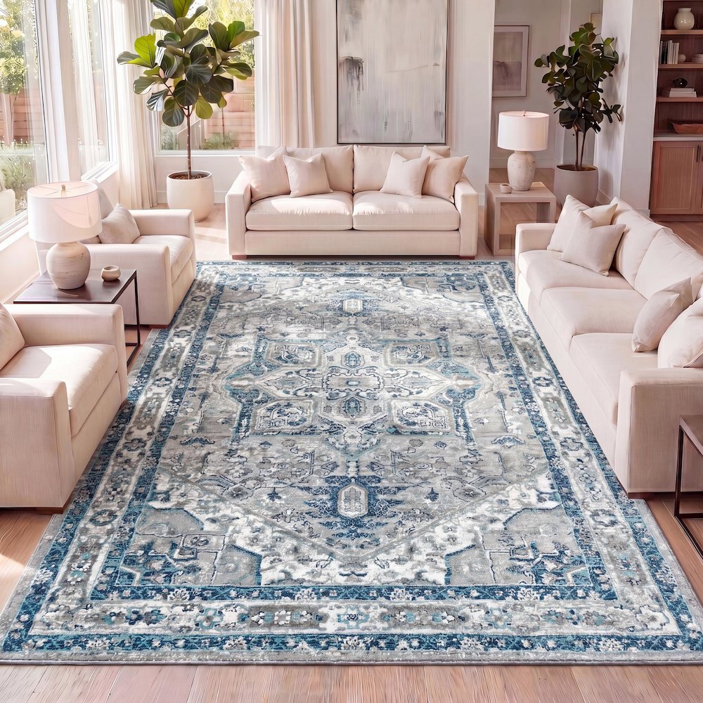 Jerica Modern Persian Vintage Medallion Area Rug. Picture 9