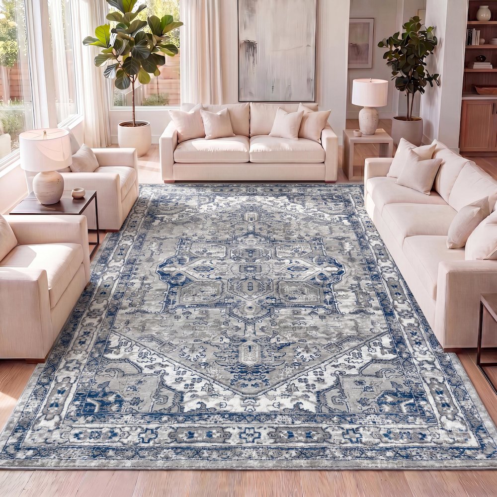Jerica Modern Persian Vintage Medallion Area Rug. Picture 9
