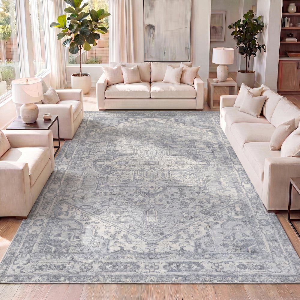 Jerica Modern Persian Vintage Medallion Area Rug. Picture 13