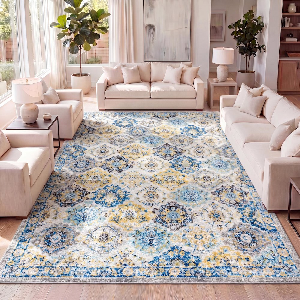 Modern Persian Boho Vintage Trellis Area Rug. Picture 10