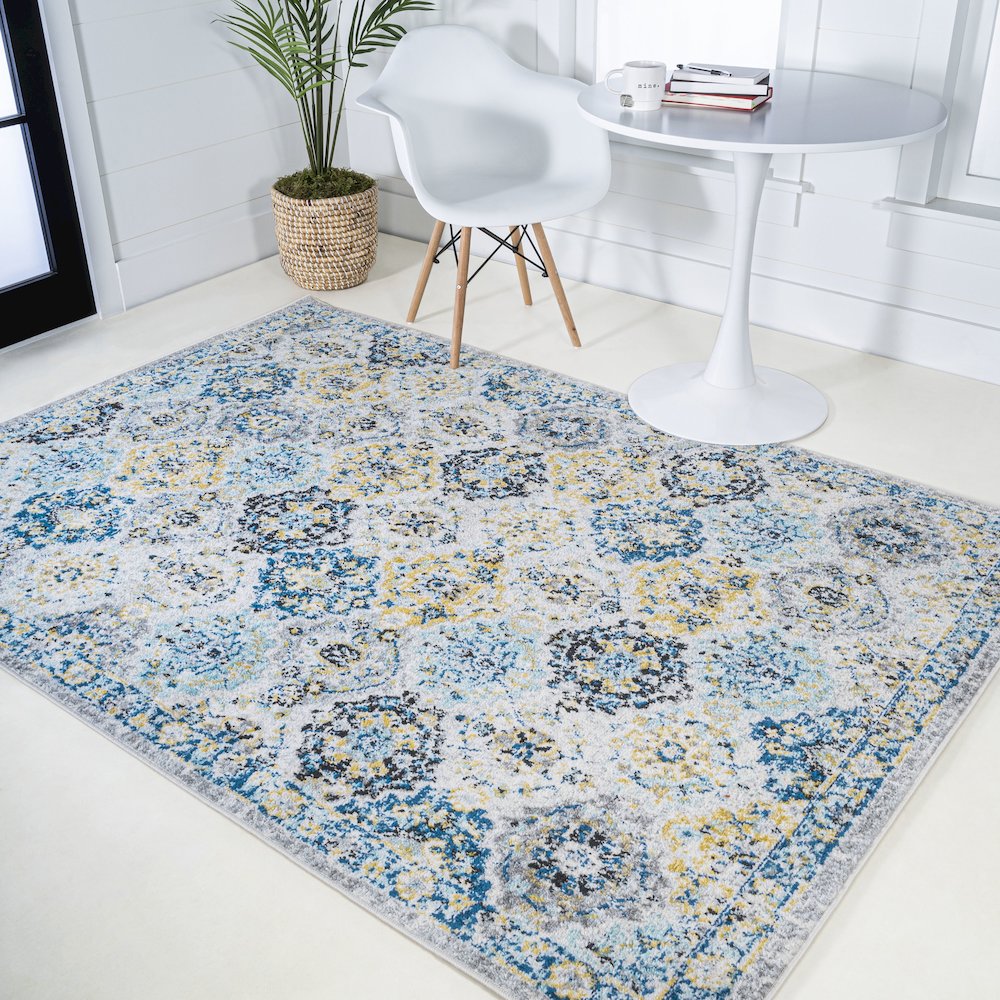 Modern Persian Boho Vintage Trellis Area Rug. Picture 4