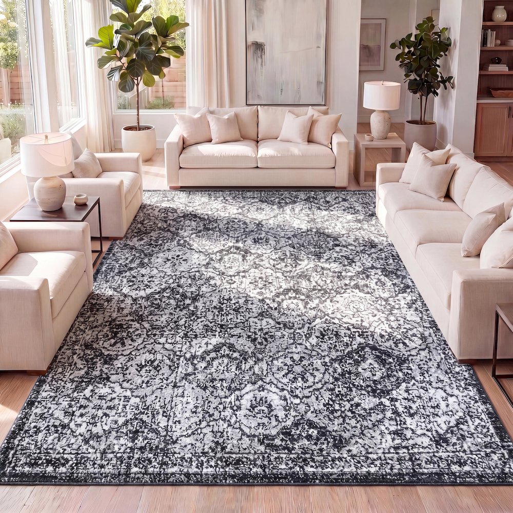 Modern Persian Boho Vintage Trellis Area Rug. Picture 12