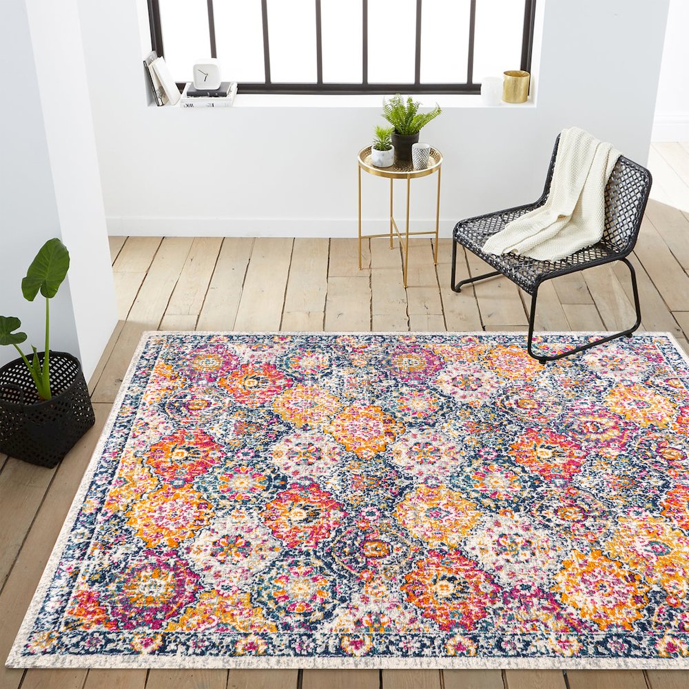 Modern Persian Boho Vintage Trellis Area Rug. Picture 10
